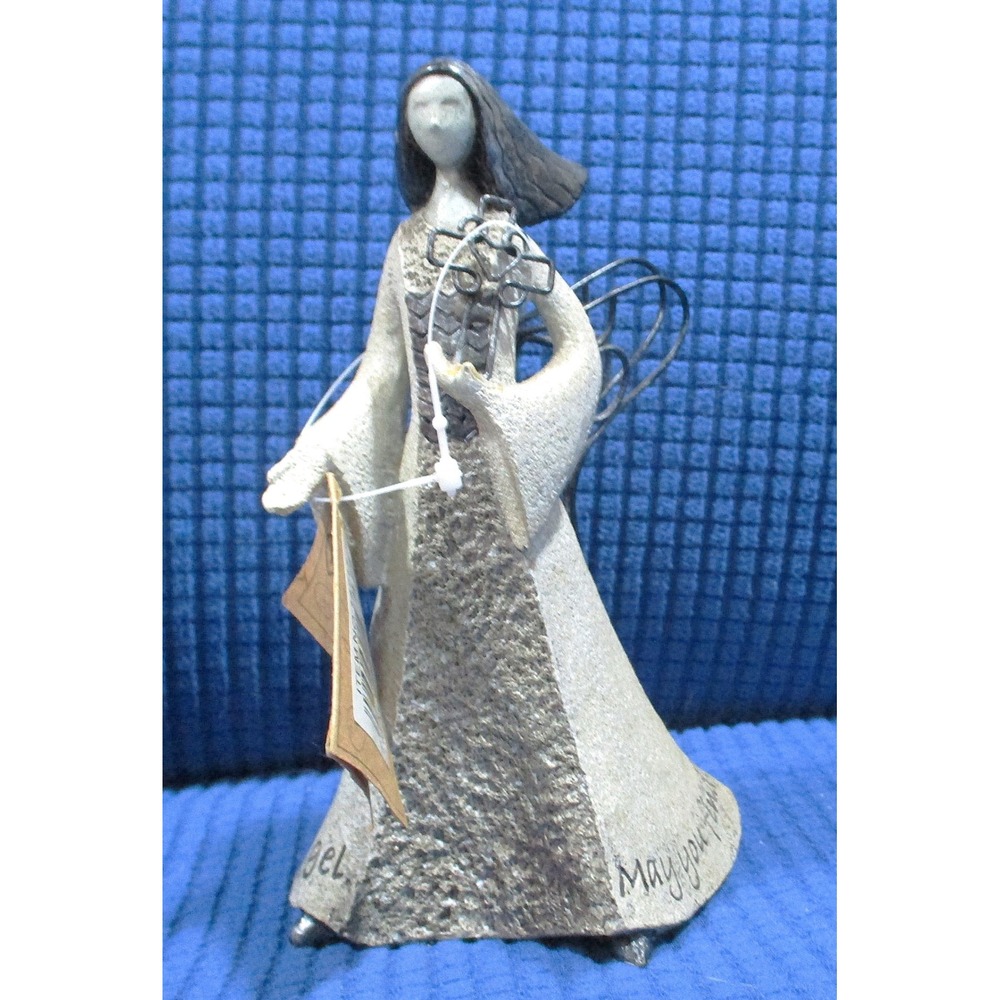 ArtStone by Carson Comfort Angel Figurine 6.5 Inch Stone Resin Wire Wings 14713